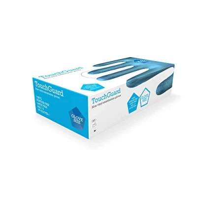 Afbeelding van TOUCHGUARD Wegwerphandschoenen Clear Vinyl Poedervrij Doos van 100, X Large, blauw