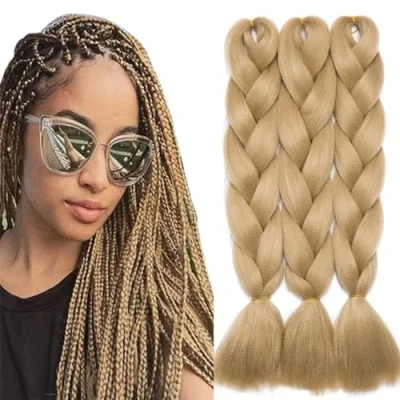 Afbeelding van Tess Vlechten Extensions, Jumbo Kanekalon Kunsthaar om in te Box Haarverlenging Vlecht 100g/Bundle #24 Middelblond 60 cm (1 stuk)