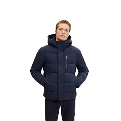 Afbeelding van TOM TAILOR Mannen Buffer jas met afneembare capuchon 1032486, 10668 Sky Captain Blue, XL