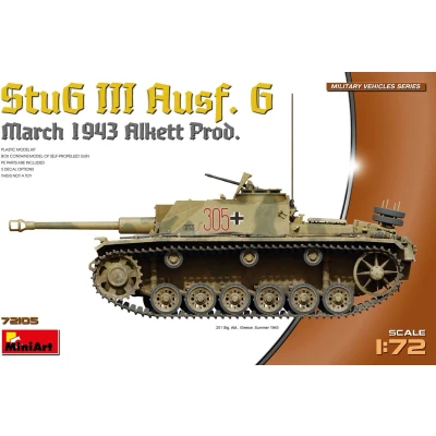 Afbeelding van 1:72 MiniArt 72105 StuG III Ausf. G March 1943 Alkett Prod. Plastic Modelbouwpakket