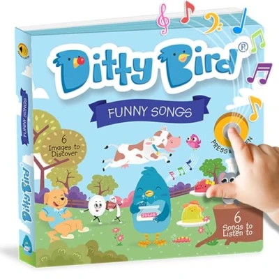 Afbeelding van DITTY BIRD Funny Songs Kinderliedjes geluidenboek Babyspeelgoed Met muziek en geluid. 6 geluidsknoppen om Engels te leren. Perfect voor kinderen vanaf 1 jaar die tweetalig worden opgevoed.