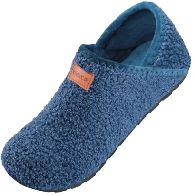 Afbeelding van OBBYCO Fuzzy Bont Slippers Casual Huisschoenen Antislip Slipper Warm Gesloten Terug Indoor Outdoor Schoenen, Blauw, 8/9 UK Men/ 8.5/9.5 Women
