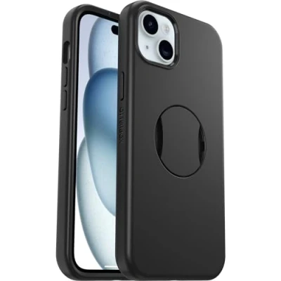 Afbeelding van Otterbox OtterGrip Symmetry Backcover Apple iPhone 15 Plus, 14 Plus Zwart MagSafe compatible, Geïntegreerde handgreep voor mobiele telefoon