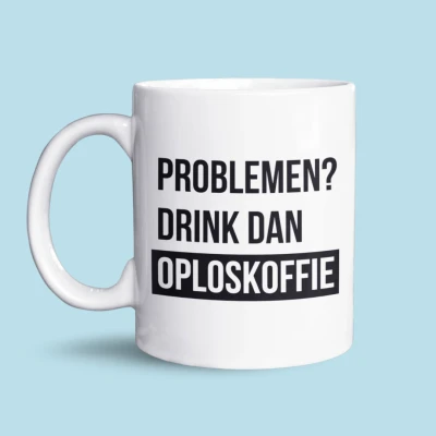 Afbeelding van NietMokken.nl Grappige Mok/Beker Oploskoffie Mok Problemen? Drink Dan Beide Zijden Bedrukt 325 ml Keramiek Geschikt voor Vaatwasser en Magnetron Leuk als Cadeau 11 oz