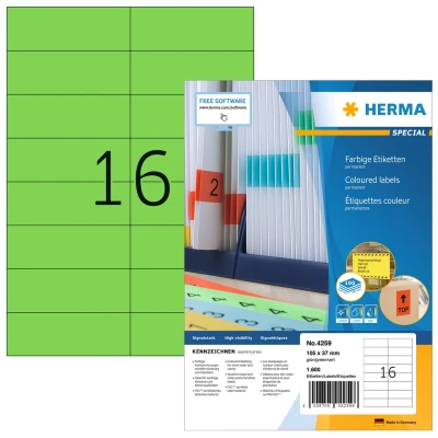 Afbeelding van HERMA Etiketten groen 105x37 A4 1600 st.