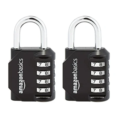 Afbeelding van Amazon Basics Combinatieslot, AB PL111 hangslot, zwart