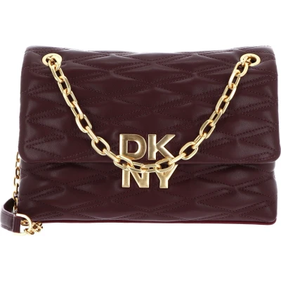 Afbeelding van DKNY Leren Schoudertas Minna Shoulder Bag Garnet Wijnrood