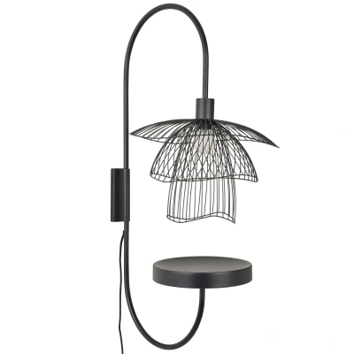 Afbeelding van Forestier Papillon wandlamp met plateau zwart
