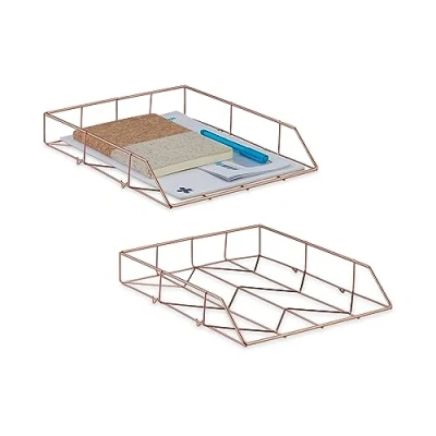 Afbeelding van brievenbak set van 2 5,5 x 26 31,5 cm metaal roségoud