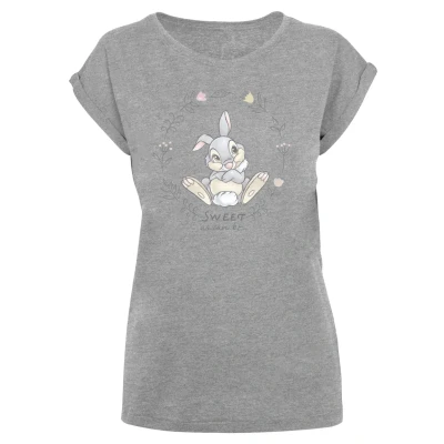 Afbeelding van F4NT4STIC Disney Bambi Klopfer Thumper Sweet AS CAN BE Tshirt print, Dames, Maat: 4XL, Heather grey