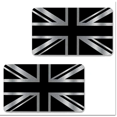 Afbeelding van Biomar Labs® 2 stuks zilver vinyl Groot Brittannië Verenigd Koninkrijk Vlag Stickers Auto Moto Motorfiets Fietshelm Venster Tuning B