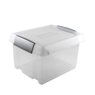 Afbeelding van Sunware Nesta Hangmappenbox 37 liter + verhoogd deksel 2 strips 47,5 x 28cm transparent/metallic