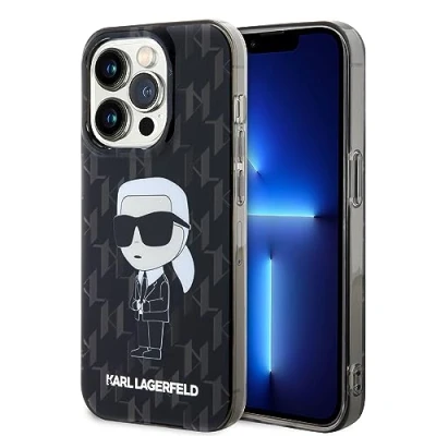 Afbeelding van Apple iPhone 15 Pro Max Hoesje Kunststof Karl Lagerfeld Backcover/Hardcase Zwart Telefoonhoesje