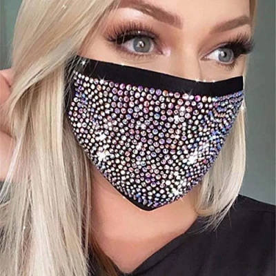 Afbeelding van IYOU Glitter Crystal Mondbedekking Herbruikbare Zwarte Gezichtsmaskers Bling Strass Maskerade Gezichtsbedekking Halloween Genie Kostuum Sprankelende Decoratie Sieraden voor Vrouwen en Meisjes