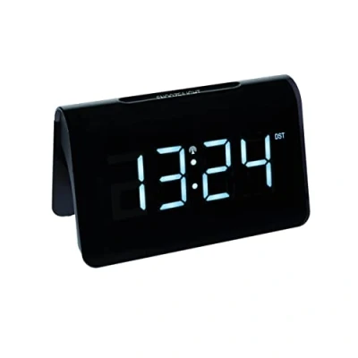 Afbeelding van TFA Dostmann Icon Wekker Digital Zendergestuurd, 60.2543.02, met Grote LED Cijfers, Alarm Snooze Functie (Interval Regelbaar), Zwart/Wit, (L) 132 x (B) 64 (H) 80 mm