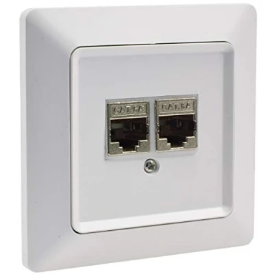 Afbeelding van MILOS netwerkbus, 2x CAT6, mat wit met frame