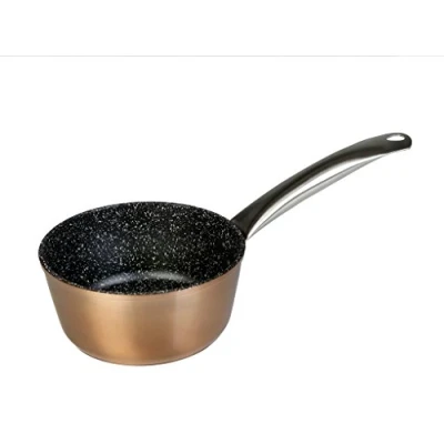Afbeelding van WECOOK! Professionele steelpan, inductie, 14 cm, melkpan, ecologische antiaanbaksteen zonder PFOA, gesmeed aluminium, 2,8 mm dik, koper, roestvrijstalen handgreep, vitrokeramiek, gas, oven