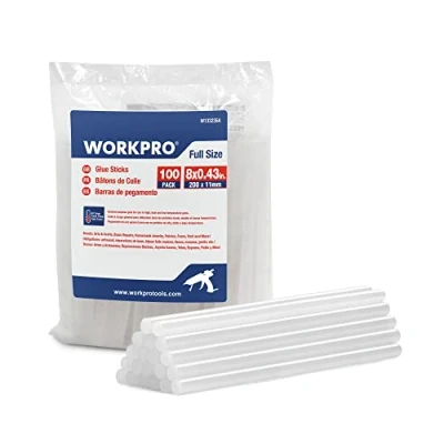Afbeelding van WORKPRO 100 stuks lijmstiften 200 x 11 mm, universele transparante voor hete lijmpistool, ideaal knutselen, handwerk, vrije tijd
