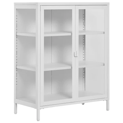 Afbeelding van House Nordic Brisbane Wit / Glas Vitrinekast H101 cm