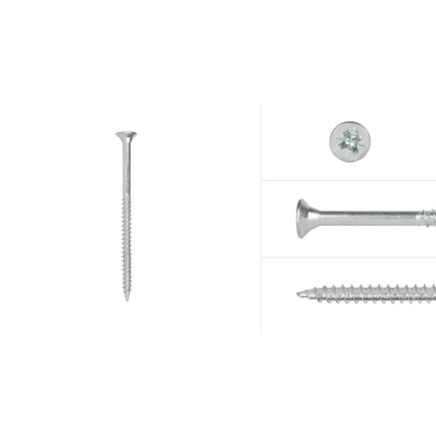 Afbeelding van Spaanplaatschroeven Verzinkt 6 x 90 mm Pozidrive Deeldraad 100 Stuks