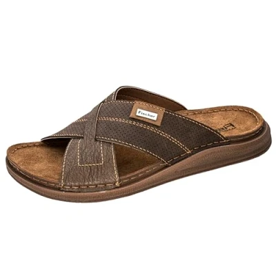 Afbeelding van Fischer Bruine Leren Heren Slippers Bruin 41