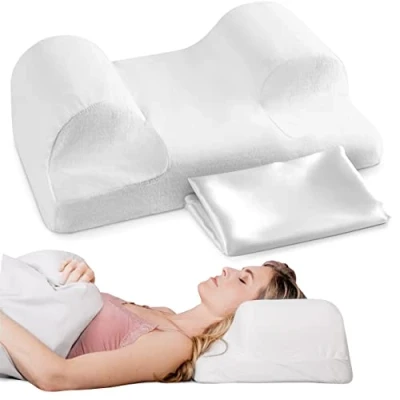 Afbeelding van YourFacePillow with Satin Case Patented Memory Foam Beauty Pillow for Anti Wrinkle, Aging, Acne Treatment, Wrinkle Prevention Back &amp; Side Sleeper (Standard Fitted Case)