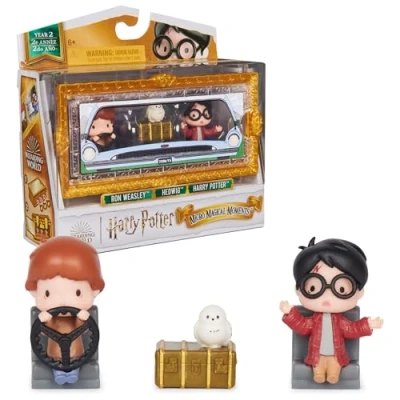 Afbeelding van Wizarding World Harry Potter, Micro Magical Moments Jaar 2 figurenset met vliegende auto, Harry, Ron, Hedwig en displaydoosje