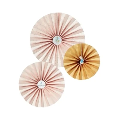 Afbeelding van Smiffys 51604 Officieel gelicenseerd Peter Rabbit klassiek servies feest papier fans x3, unisex volwassenen, meerkleurig, één maat