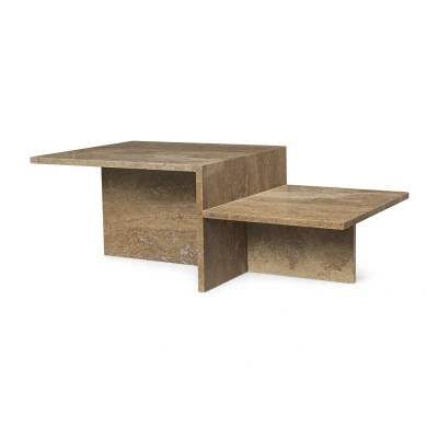 Afbeelding van ferm LIVING Distinct Salontafel Travertine Dark Brown
