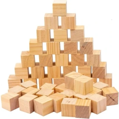 Afbeelding van 30 stuks houten kubussen, 3 x cm, kleine blanco dobbelstenen, om te knutselen, natuurlijke knutselblokjes van grenenhout, blokken, perfect voor doe het zelf schilderen