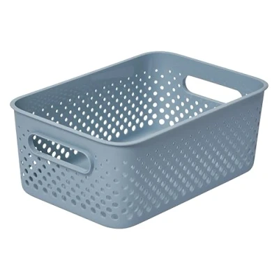 Afbeelding van SmartStore Middelgrote opbergmand 5,6 l, blauw, keuken, badkamer, kantoor, speelgoedorganizer, vuilnisbak met handgrepen, 10 jaar garantie, nestbaar, 29,5 x 20,5 12 cm (l b h)