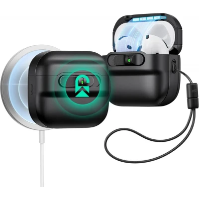 Afbeelding van ESR Halolock Pulse Hoesje geschikt voor AirPods 4 (AirPods 4e Generatie) (2024) Compatibel met MagSafe Zwart