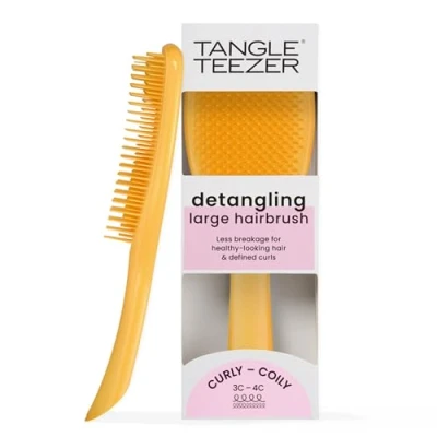 Afbeelding van Tangle Teezer Ultimate Detangler natuurlijke krullende haarborstel, droge en natte vermindert kroezen breuk, voor 3C tot 4C krullend haartypes, grote, gele narcis