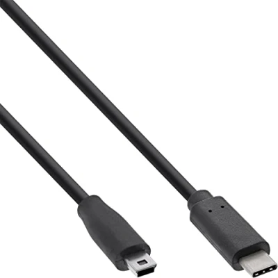 Afbeelding van InLine 35756 USB 2.0 kabel, type C stekker naar mini B (5 pin), zwart, 0,5 m