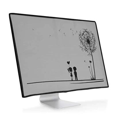 Afbeelding van kwmobile beschermhoes Monitor compatibel met 27 28&quot; hoes Computerscherm cover in zwart/lichtgrijs Paardenbloemen Liefde