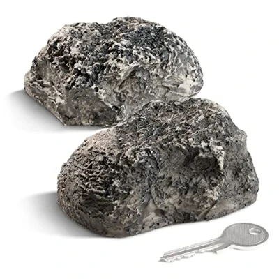Afbeelding van COM FOUR® 2x sleutelsteen &quot;little rock&quot; imitatiesteen met geheim vakje kunststeen voor geocaching sleutelverstopplaats in steenlook steendummy
