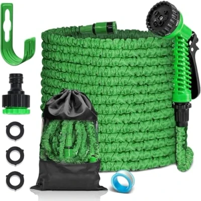 Afbeelding van LINGKY 50FT uitbreidbare tuinslangpijp, flexibele uitbreidende magische slang met 1/2 &quot;&amp; 3/4&quot; fittingen, waterslang 7 functies spuitpistool, lichtgewicht anti knik duurzaam