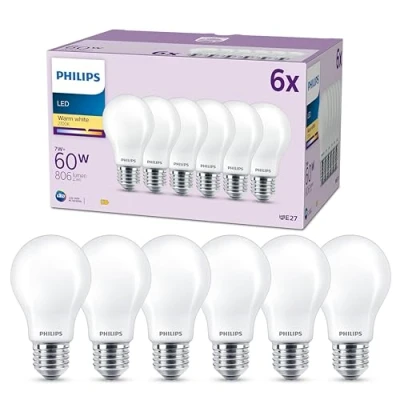 Afbeelding van Philips Classic LED Lamp E27 Warmwit Licht 60 W Mat 6 Lampen