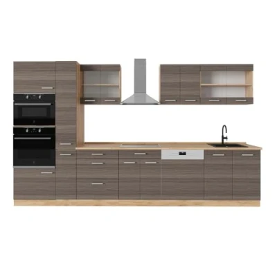 Afbeelding van Vicco Complete keukeneenheid R Line, Edel grijs/gouden eik, 350 cm zonder werkblad