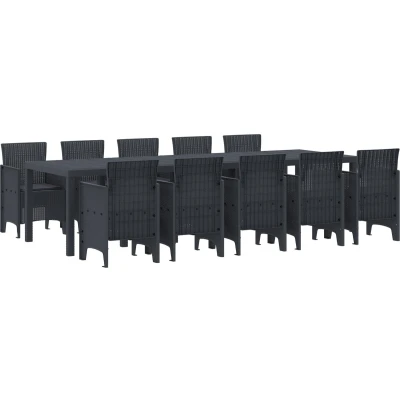 Afbeelding van vidaXL 11 delige Tuinset met Kussens in Anthraciet Poly Rattan