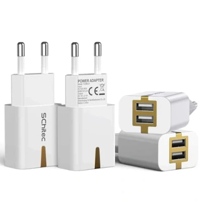 Afbeelding van SCHITEC USB Oplader Voeding, 4 Pack Oplaadstekker 2 poorts 5V / 2.1A Oplaadadapter/Oplaadstekker voor iPhone 11 X 8 7 Samsung Galaxy S10 S9 S8 iPad Pro Huawei LG Tablet en meer