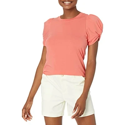 Afbeelding van Amazon Essentials Dames Classic Fit Twist Mouw Ronde hals T Shirt, Koraalroze, Small