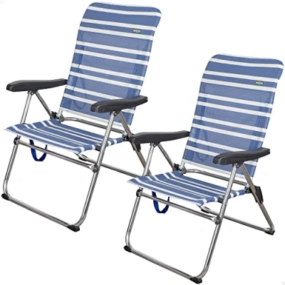Afbeelding van AKTIVE Set van 2 stoelen, aluminium, 5 posities, 61 x 63 93 cm, met handvat Mykonos