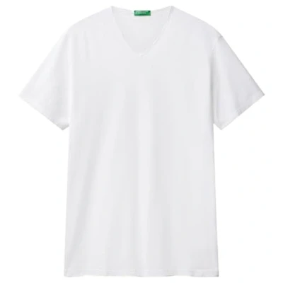 Afbeelding van United Colors of Benetton V NECK Tshirt basic, Heren, Maat: Small, White