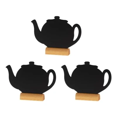 Afbeelding van Tafelkrijtbordjes Securit, mini , 3x Theepot, incl. 1 krijtstift dun wit
