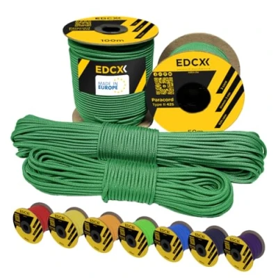 Afbeelding van EdcX 3 mm nylon paracord 425 (15, 30, 50 en 100 m) type II, 100% touw, touw in vele kleuren (groen, 30