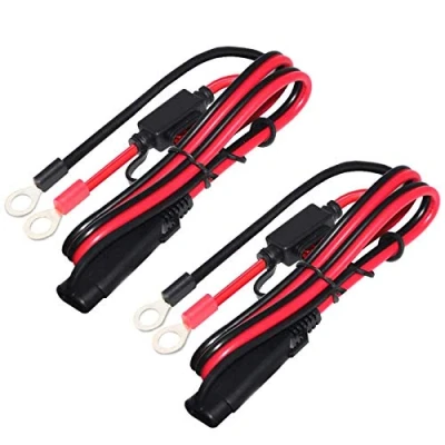 Afbeelding van ZHITING 2pcs Ring Terminal Harness 12v Acculader Connectoren SAE Quick Disconnect Verlengkabel met 10A Zekering voor Motor Auto Tractor