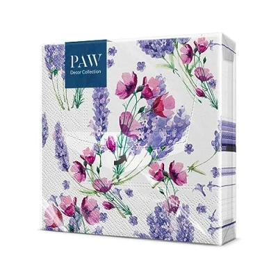 Afbeelding van PAW Decor Collection SDL137000 Papieren Servetten 3laags (33 x 33 cm)20 StuksGedrukt met Inkt op WaterbasisVerjaardag DecoratieTafelversiering Natuur Dieren MotiefFragrant Lavender
