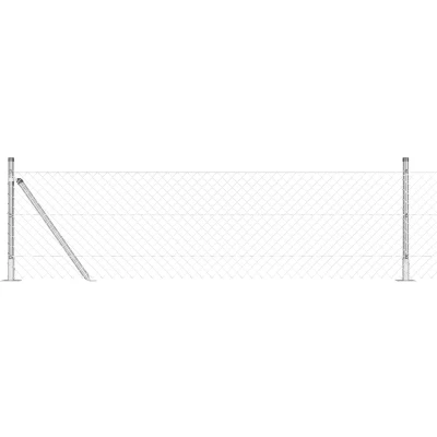 Afbeelding van vidaXL Kettinglinkhek met 13 Flenspalen 0.4 x 25 m Gegalvaniseerd Staal