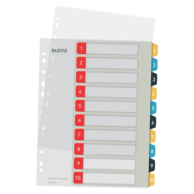 Afbeelding van Leitz Cosy tabbladen, ft A4, 11 gaatsperforatie, PP, geassorteerde kleuren, set 1 10 tabbladen